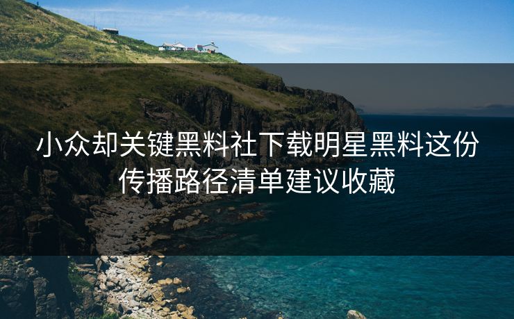 小众却关键黑料社下载明星黑料这份传播路径清单建议收藏