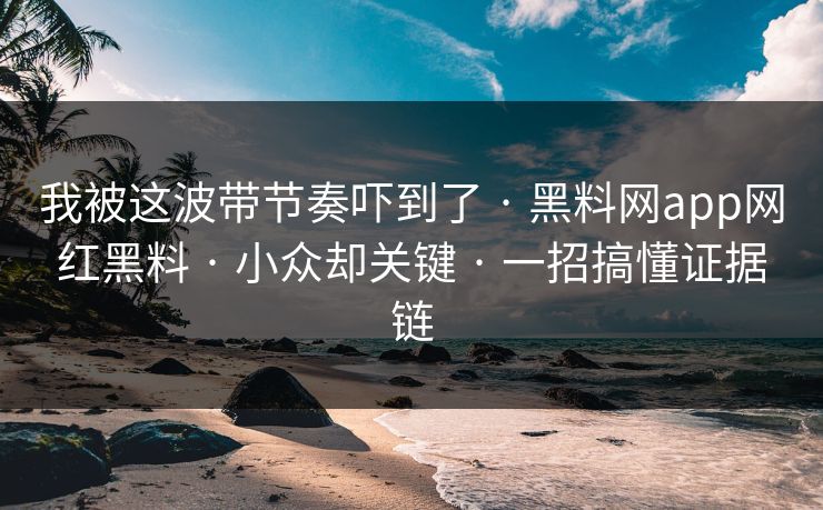 我被这波带节奏吓到了 · 黑料网app网红黑料 · 小众却关键 · 一招搞懂证据链