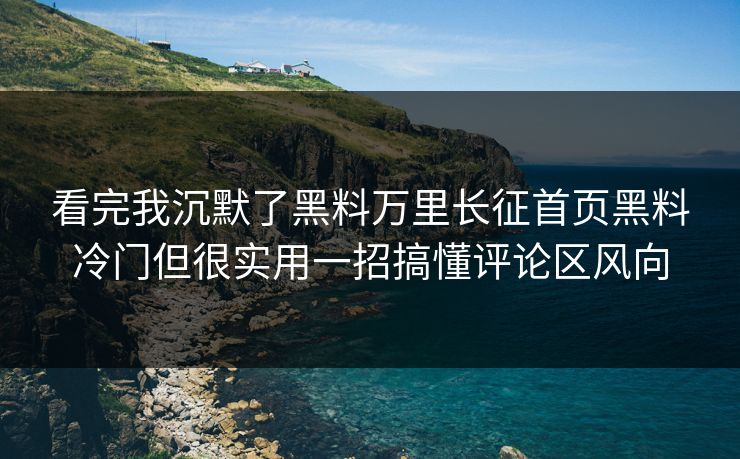看完我沉默了黑料万里长征首页黑料冷门但很实用一招搞懂评论区风向  第1张