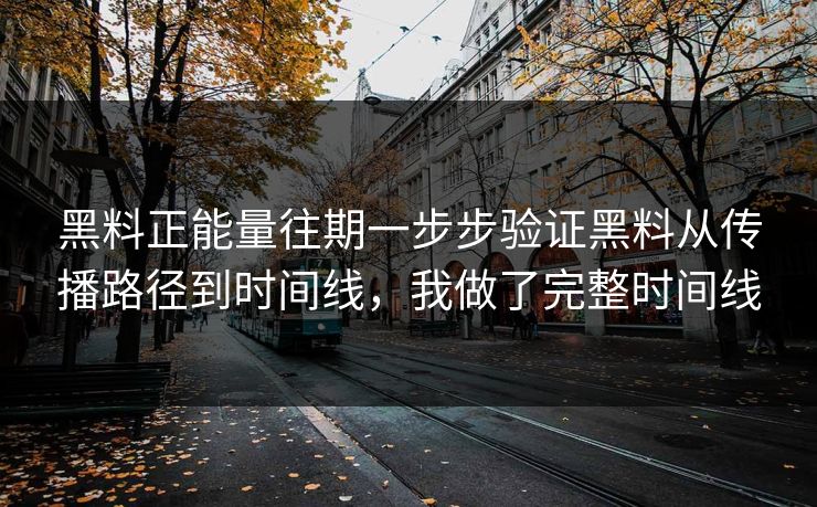 黑料正能量往期一步步验证黑料从传播路径到时间线，我做了完整时间线